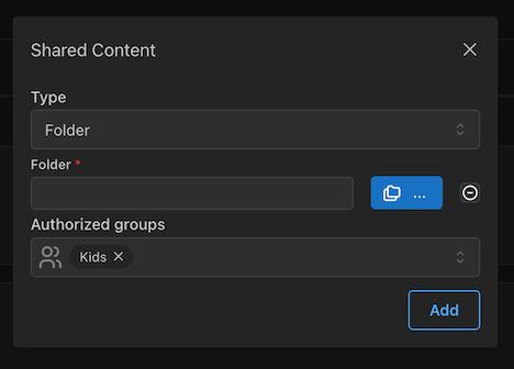 Пример общих групп контента